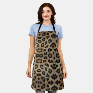 Trendy stylish leopard fur print animal pattern apron