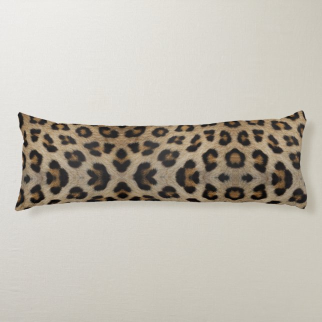 Trendy stylish leopard fur print animal pattern body pillow (Front)