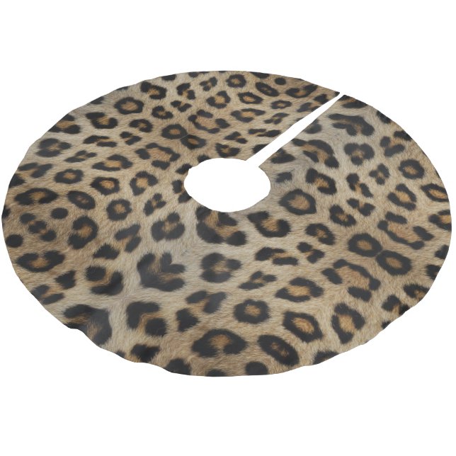 Trendy stylish leopard fur print animal pattern brushed polyester tree skirt (Angled)