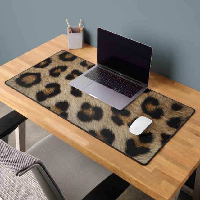 Trendy stylish leopard fur print animal pattern desk mat (Office 2)
