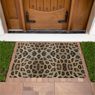 Trendy stylish leopard fur print animal pattern doormat