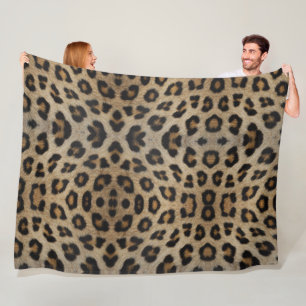 Trendy stylish leopard fur print animal pattern fleece blanket