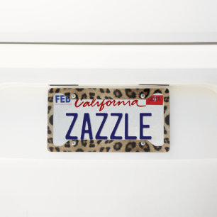 Trendy stylish leopard fur print animal pattern license plate frame