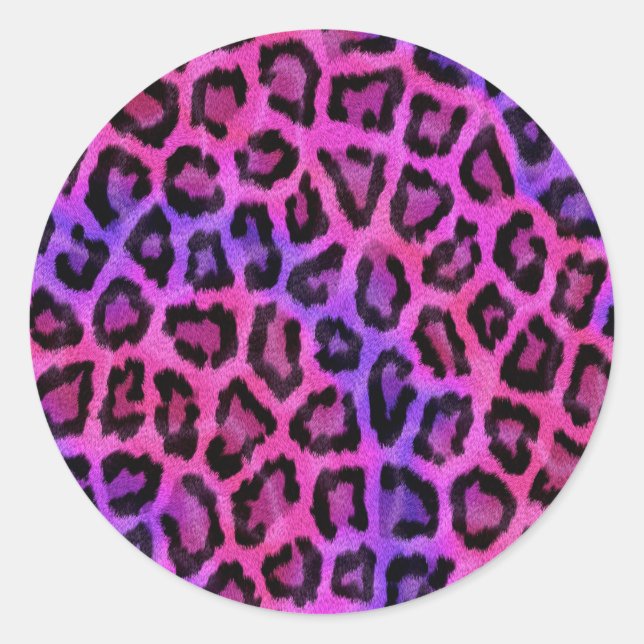 Trendy Stylish Leopard Pattern Classic Round Sticker (Front)