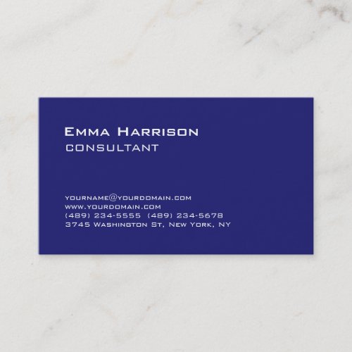 Trendy Stylish Midnight Blue Consultant Business Card