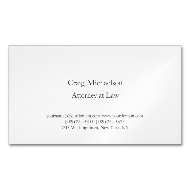 Trendy Stylish Minimalist Plain Simple Business Card Magnet (Front)