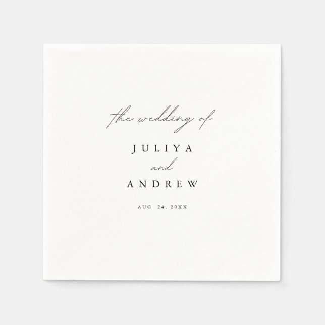 Trendy stylish Minimalist script wedding  Napkins (Front)
