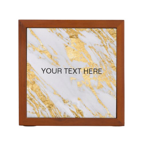 Trendy Stylish Modern Gold Marble Desk Organizer
