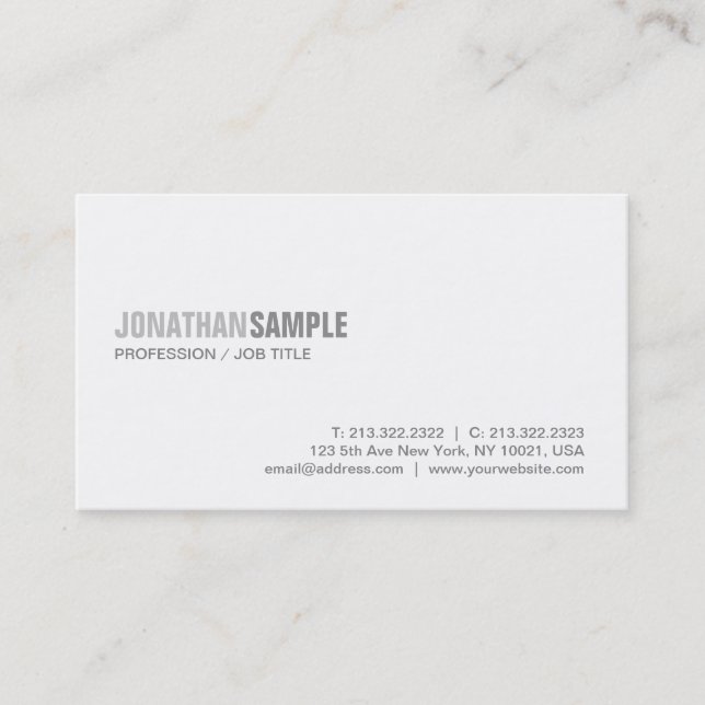 Trendy Stylish Modern Graphic Simple Plain Luxury Business Card (Front)