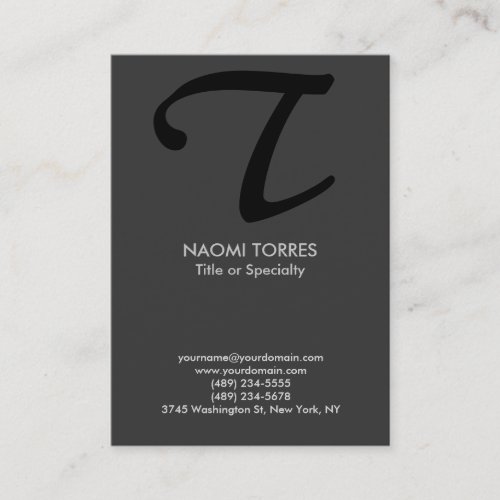 Trendy stylish modern gray black monogram business card