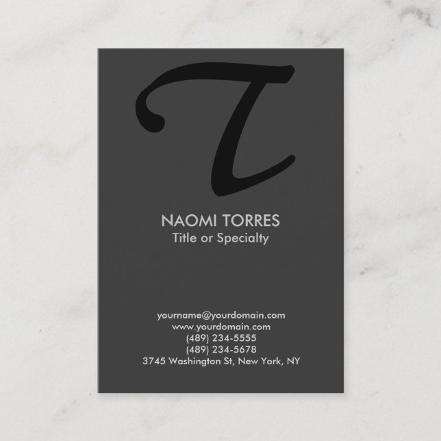 Trendy stylish modern gray black monogram business card (Front)