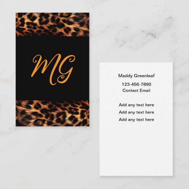 Trendy Stylish Modern Ladies Monogram  Business Card (Front/Back)