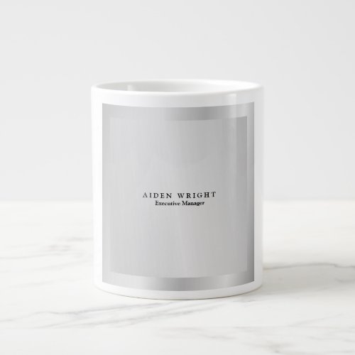 Trendy Stylish Modern Minimalist Silver Grey Giant Coffee Mug