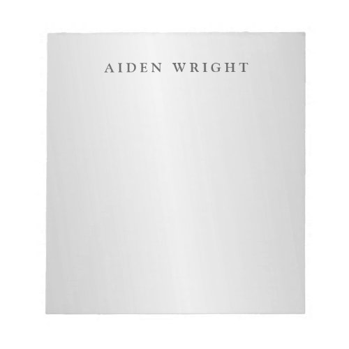Trendy Stylish Modern Minimalist Silver Grey Notepad