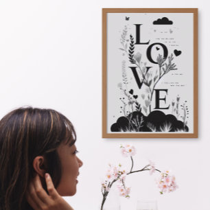 Trendy Stylish Modern Monochrome Quote love Art Poster