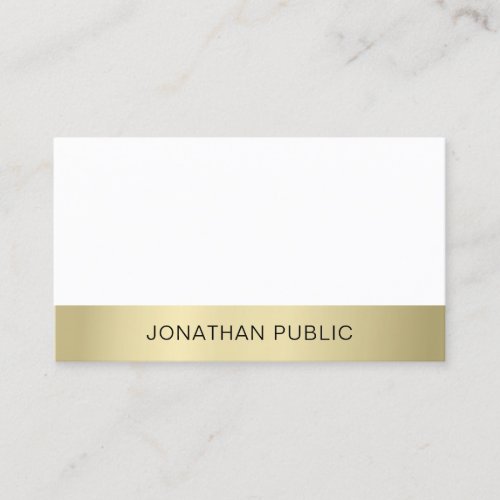 Trendy Stylish Modern Sleek Plain Gold Look Luxury Business Card