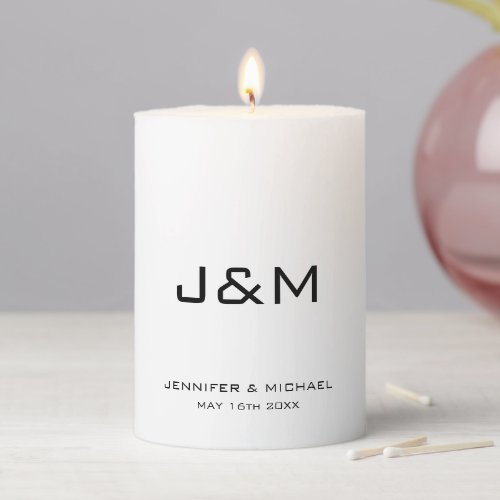 Trendy Stylish Modern Template Wedding Monogram Pillar Candle