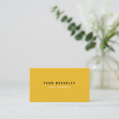 Trendy Stylish Mustard Yellow Modern Minimal Business Card (Standing Front)