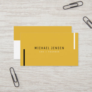 Trendy Stylish Mustard Yellow Modern Minimal Business Card
