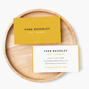 Trendy Stylish Mustard Yellow Modern Minimal Business Card