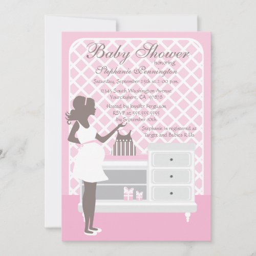 Trendy stylish pink baby shower nursery invitation