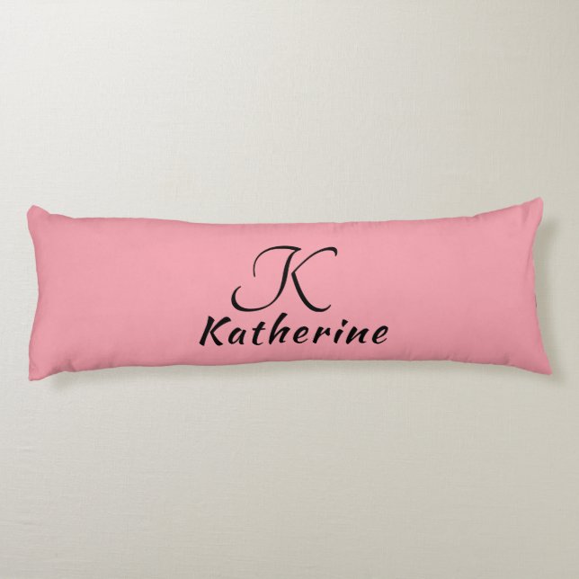 Trendy Stylish Pink Black Girly Personalized Body  Body Pillow (Back)