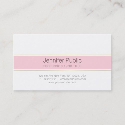 Trendy Stylish Pink Gold Stripes Chic Plain Design Business Card