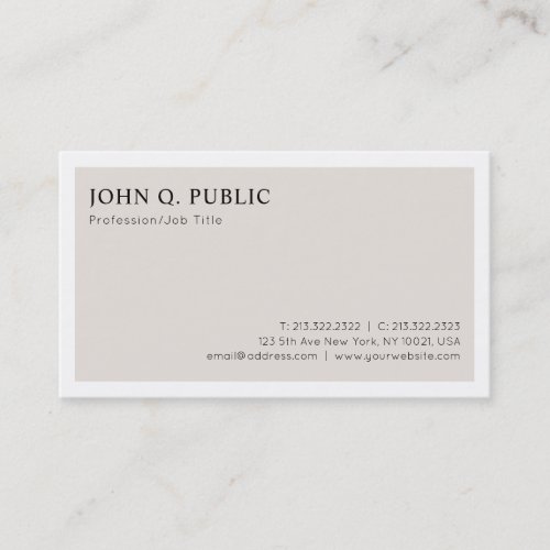 Trendy Stylish Plain Modern Minimalist Design Luxe Business Card