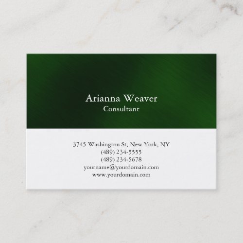 Trendy Stylish Professional Plain Green White Business Card