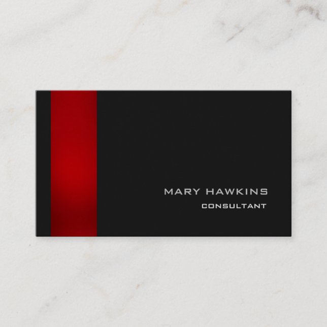 Trendy Stylish Red Black Modern Elegant Minimalist Business Card (Front)