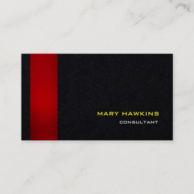 Trendy Stylish Red Black Modern Elegant Plain Business Card (Front)