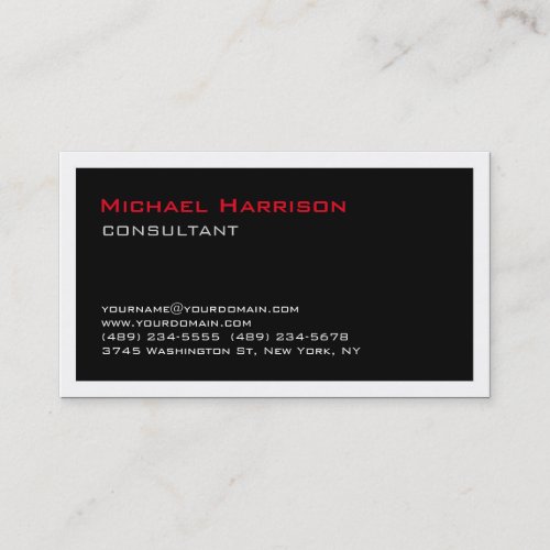 Trendy Stylish Red Black White Consultant Business Card