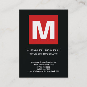 Trendy stylish red black white monogram classical business card