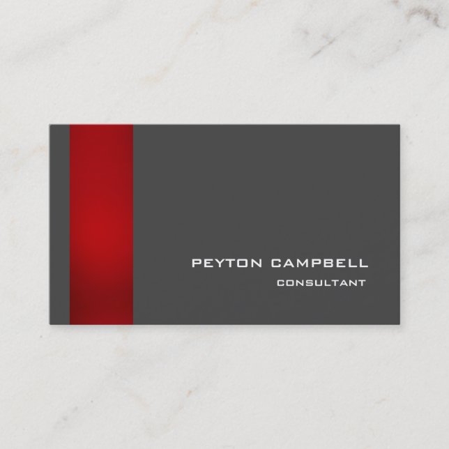 Trendy Stylish Red Grey Modern Elegant Business Card (Front)