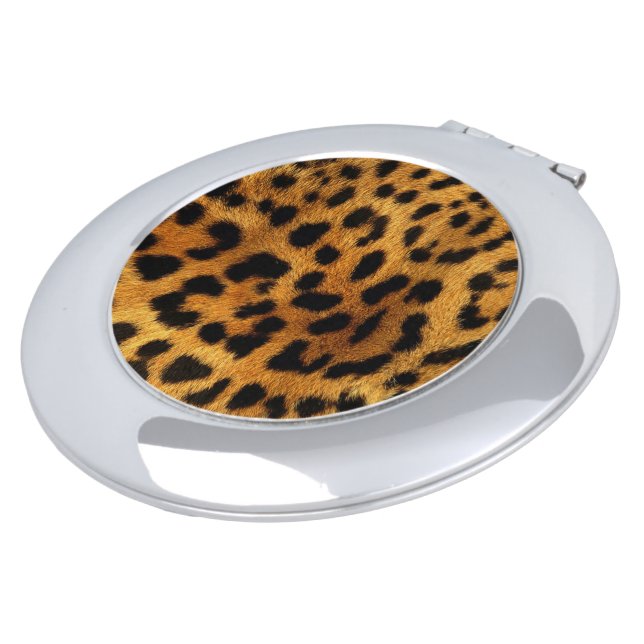 trendy stylish safari animal print leopard pattern compact mirror (Turned)