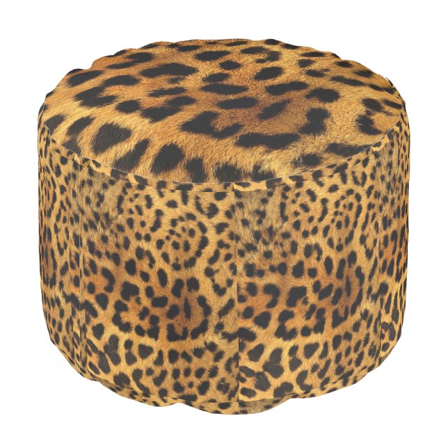 trendy stylish safari animal print leopard pattern pouf (Angled Back)
