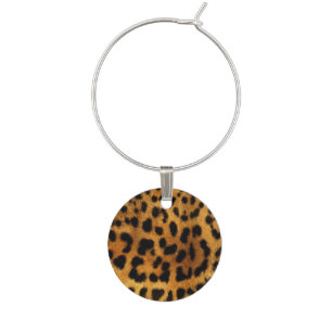 trendy stylish safari animal print leopard pattern wine charm