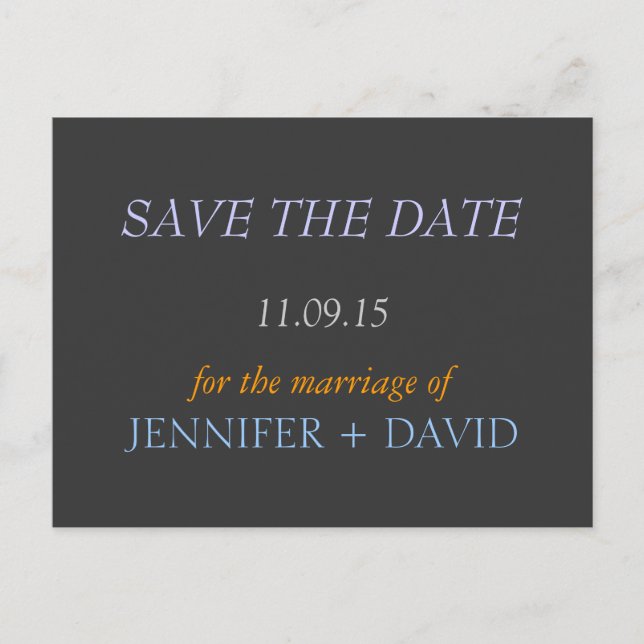 Trendy Stylish Save the Date Wedding Postcard (Front)