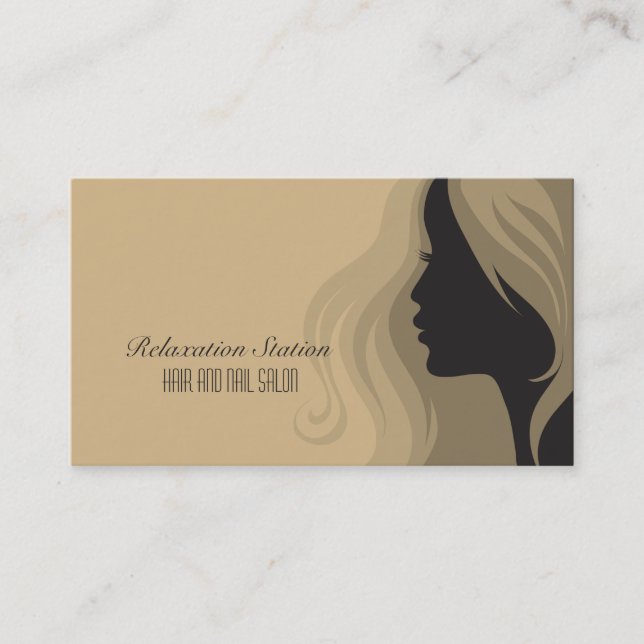 Trendy stylish silhouette salon spa business card (Front)
