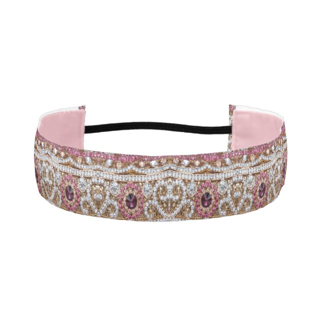 trendy stylish silver gold burgundy pink bohemian  athletic headband (Front)