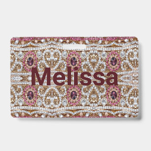 trendy stylish silver gold burgundy pink bohemian  badge