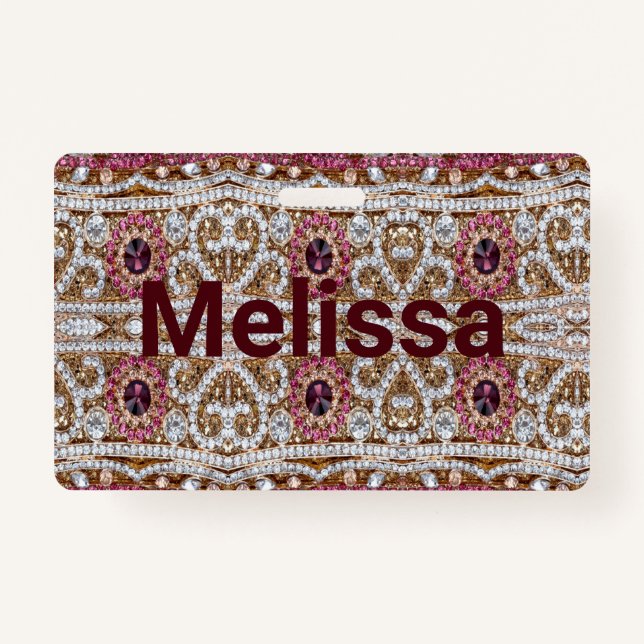 trendy stylish silver gold burgundy pink bohemian  badge (Front)