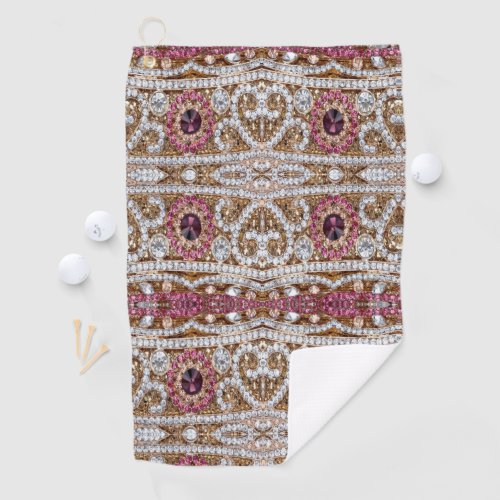 trendy stylish silver gold burgundy pink bohemian  golf towel