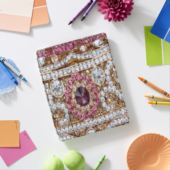trendy stylish silver gold burgundy pink bohemian  iPad smart cover (In Situ)