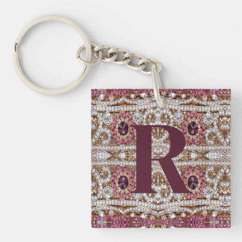 trendy stylish silver gold burgundy pink bohemian  keychain