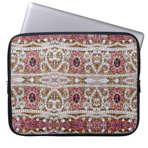 trendy stylish silver gold burgundy pink bohemian  laptop sleeve