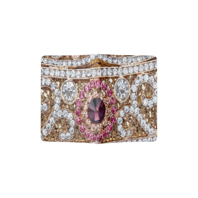 trendy stylish silver gold burgundy pink bohemian  passport holder (Opened)