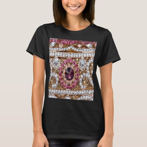 trendy stylish silver gold burgundy pink bohemian  T_Shirt