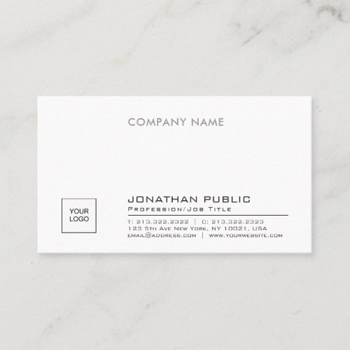 Trendy Stylish Simple Design Company Logo Plain Business Card