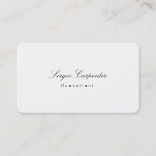 Trendy Stylish Simple Plain White Minimalist Class Business Card